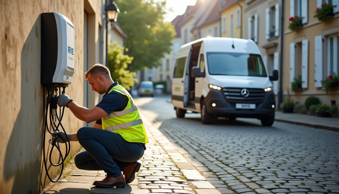 Technicien certifié IRVE en train d'installer une borne de recharge à Bray-sur-Somme