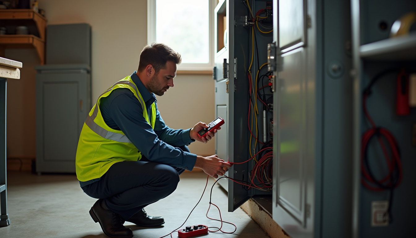 Technicien en train de réaliser un diagnostic électrique avant l'installation d'une borne de recharge à Éperlecques