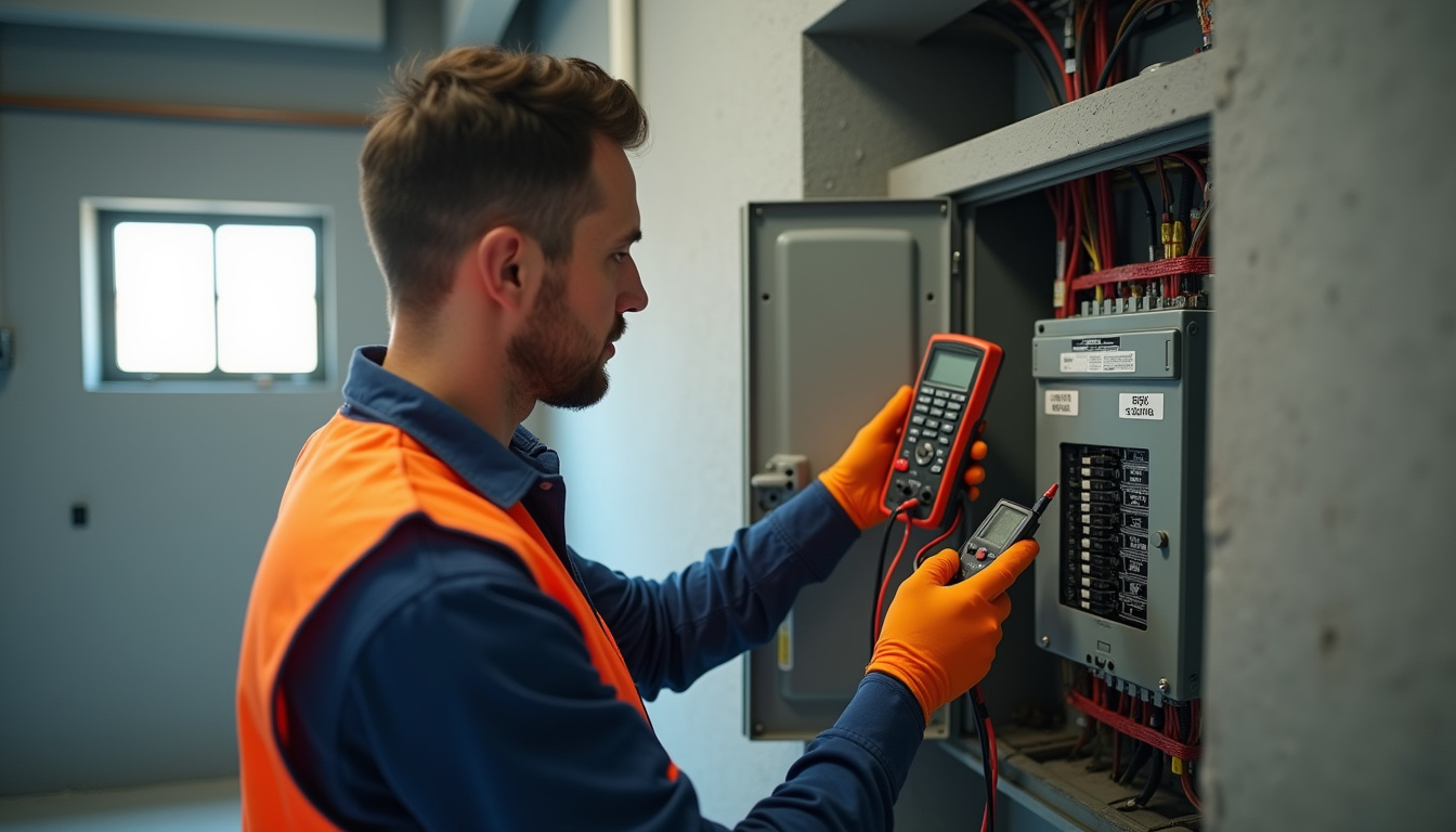 Technicien en train de réaliser un diagnostic électrique pour l'installation d'une borne à Houssen