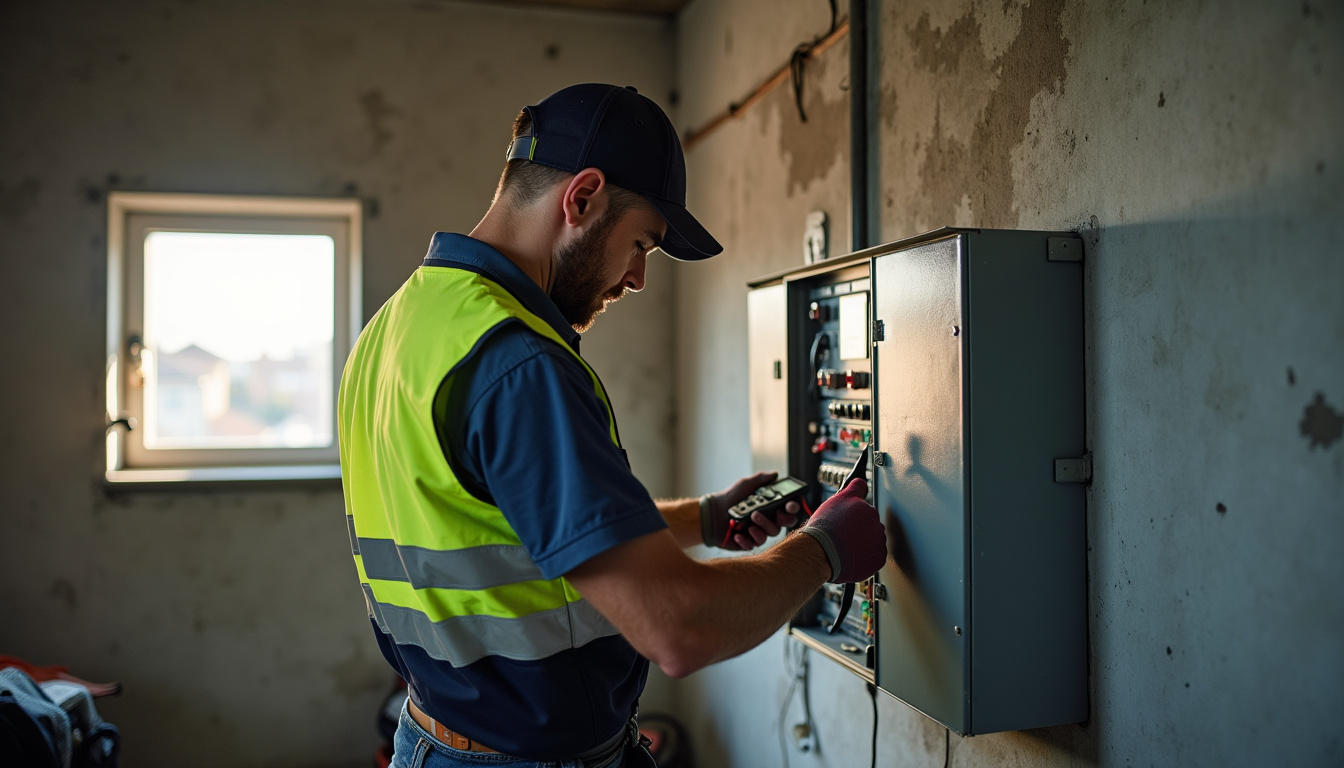 Technicien IRVE en train d'inspecter un tableau électrique avant installation à Vaux-sur-Seine