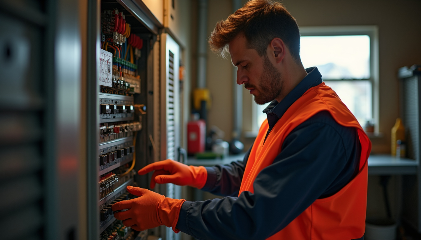 Un technicien IRVE vérifie le tableau électrique avant l'installation d'une borne de recharge à Courcelles-lès-Lens
