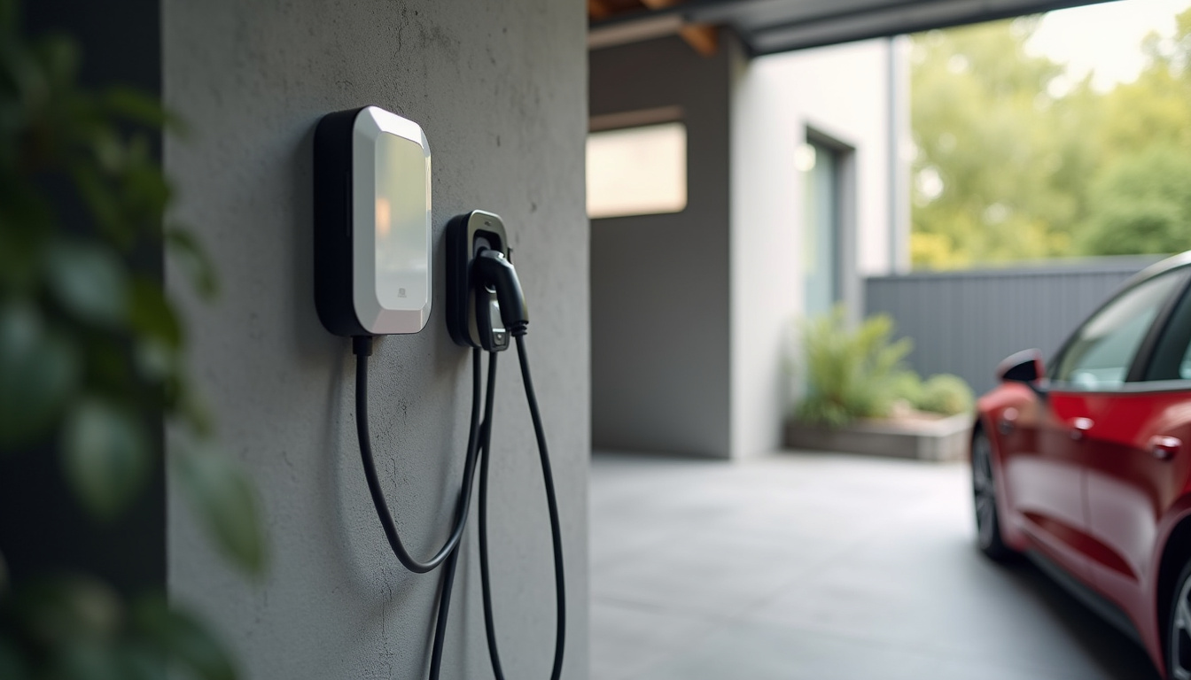 Vue intérieure d'une borne de recharge installée dans un garage privé à Chevilly
