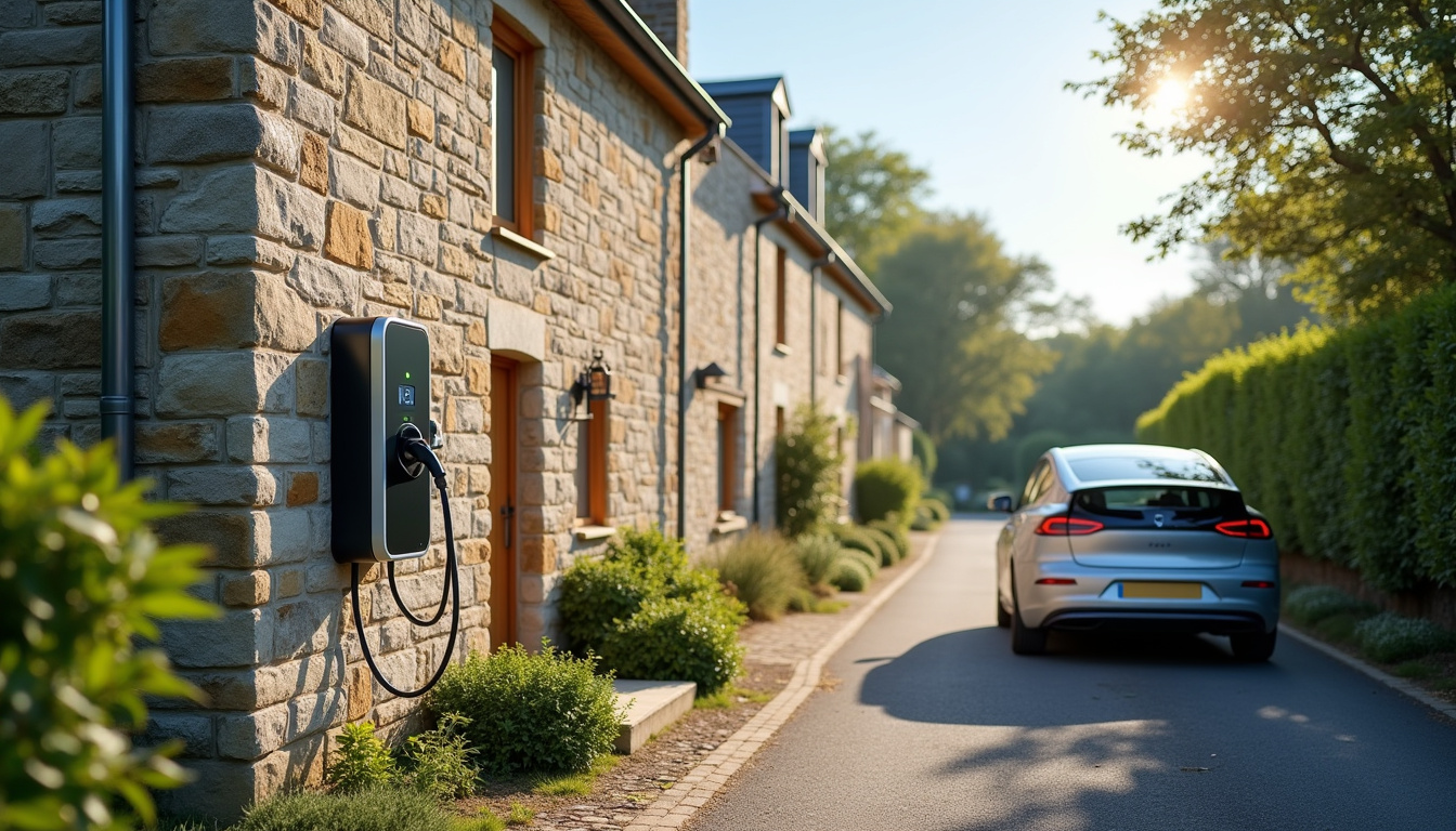 Installation d'une borne de recharge devant une maison à Landerneau
